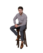 CHOCOLATY LIGHT BROWN WITH WHITE & BLUE CHECKS COTTON SHIRT